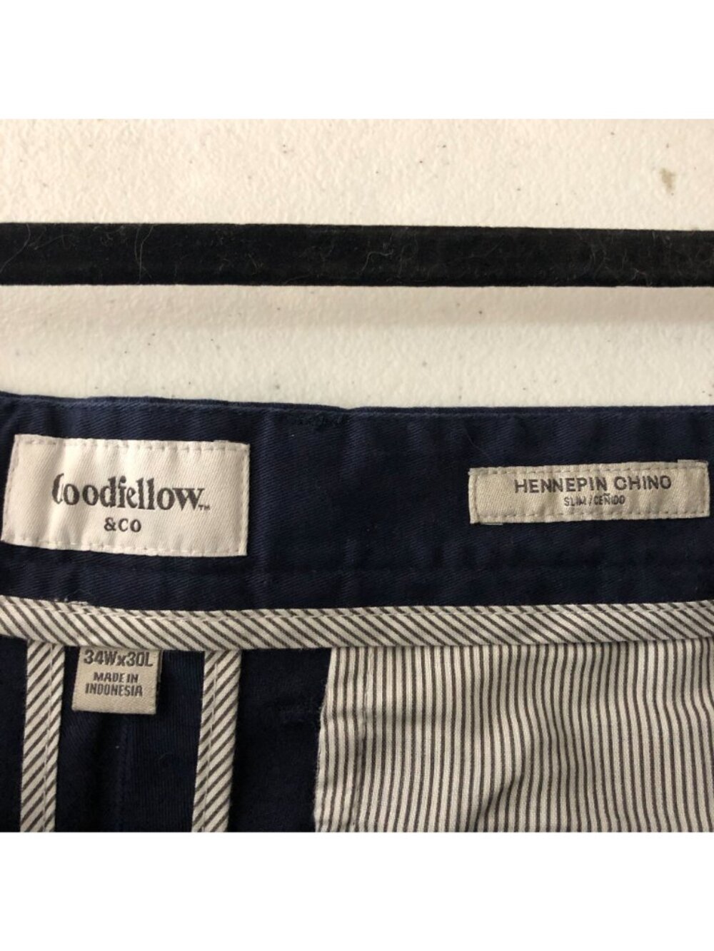 Goodfellow & Co Hennepin Chino Pants Slim Fit Cotton Stretch Navy Blue 34x30 - Picture 3 of 4